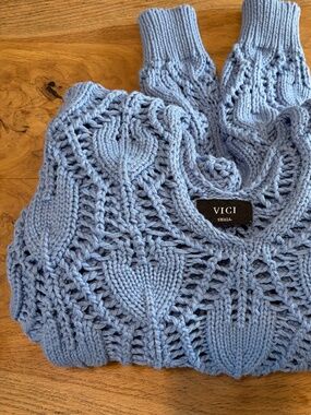 VICI Blue Chunky Knit Balloon Sleeve Sweater – Size Small 🩵 💙